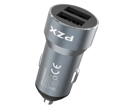 Pzx modèle C915 Chargeur de voiture USB double métal 2.4A