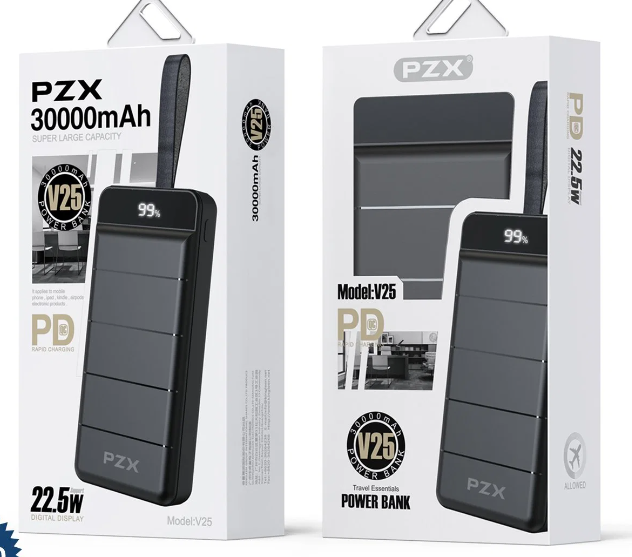 Pzx V25 Strap Design LED 30000mAh Power Bank for Travel