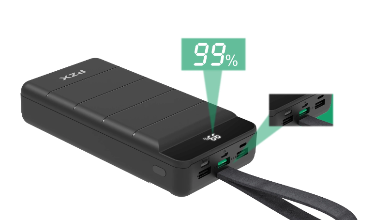 Pzx V25 Strap Design LED 30000mAh Power Bank for Travel