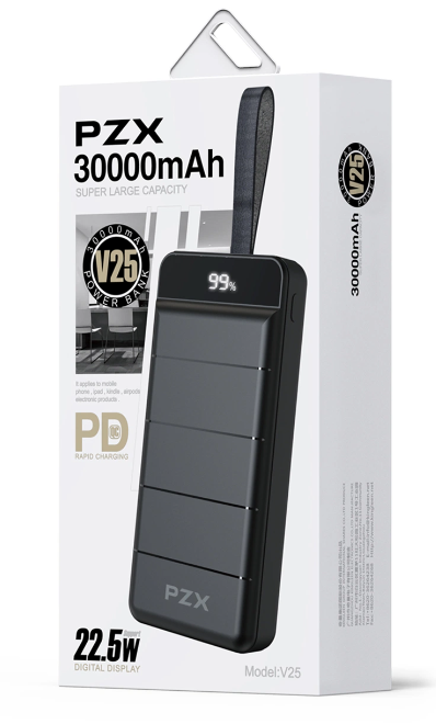 Pzx V25 Strap Design LED 30000mAh Power Bank for Travel
