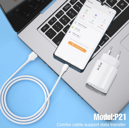 Pzx P21 Chargeur 5V 2.1A avec Cable Micro