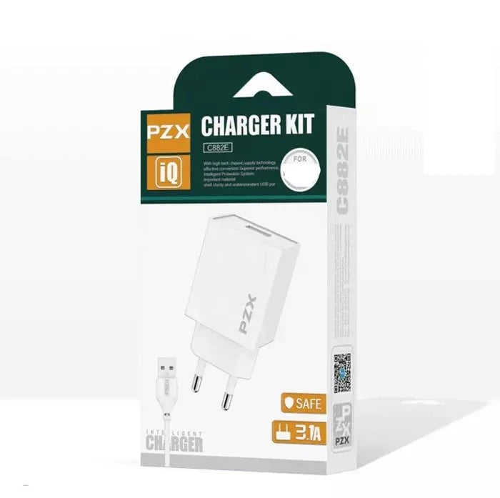 Chargeur fast Charge USB To Type-C 3.1A 1m | PZX C882E | Blanc